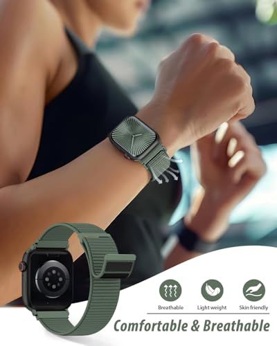 Image of Nylon Loop Sport Band Compatible with Apple Watch Bands 44mm 45mm 46mm 49mm 42mm for Women Men, iWatch Wrist Straps for Ultra 3 2, Se, Series 11 10 9 8 7, Breathable, Soft Band Ideal for Outdoor