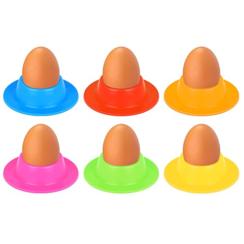 Vicloon 6 Portauova, Portauova in Silicone Uovo Tazze Titolari, Portauova per Colazione, Portatile Tondo Egg Cup Servire l'uovo della Colazione, Portauovo Plastica, Porta Uovo Sodo per Bambini,Colore