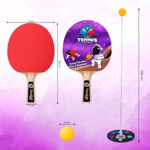 Image of Table Tennis Rebound Trainer Set for Kids & Adults, Racket and Ball Practice Game with Stand Base, Table Tennis Training Toy for Indoor Outdoor Play, 3+ Age (Astron)