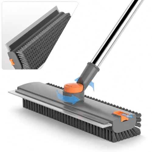 Image of 3 in 1 Floor Cleaning Brush with Wiper, Bathroom Cleaning Brush with Long Handle, Tile Scrubber, Floor Scrub Brush, Bathroom Floor Cleaner and Wiper for Kitchen Tiles, Walls and Toilet