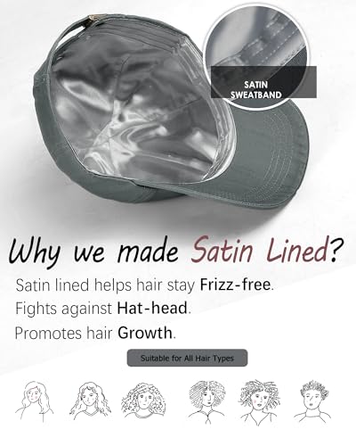 Image of Womens Satin Lined Unstructured Baseball Cap Unisex Silk Lining Washed Cotton Adjustable Vintage Dad Hat