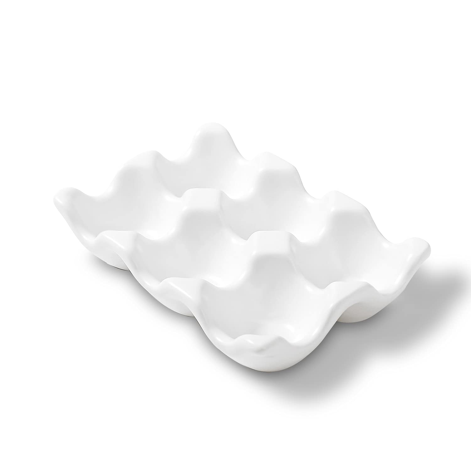 Airmoon 6 Cups Egg Tray Serveware, Eggs Dispenser, Egg Holder Set Kitchen Restaurant Fridge Storage Decorative Accessory (White)