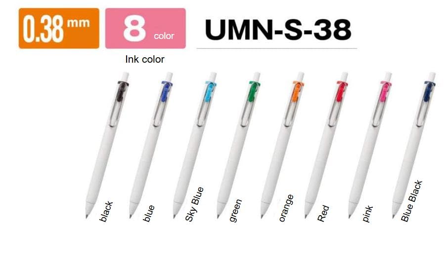 Uni-Ball One 0.38mm Set de 8 bolígrafos gel con notas miniatura 3