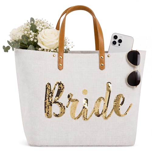 Mud Pie Bride Tote Bag con asas de cuero vegano