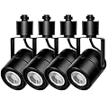 Motrackcao 10W LED Track Lighting Heads - Adjustable Track Lighting Fixtures for Retail Artwork - 4000k Cool White - H Type Track Lights - 120V 24° Angle Halo Type - Pack of 4 (Black)