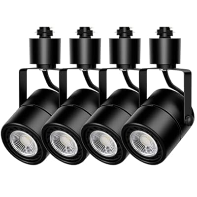 Motrackcao 10W LED Track Lighting Heads - Adjustable Track Lighting Fixtures for Retail Artwork - 4000k Cool White - H Type Track Lights - 120V 24° Angle Halo Type - Pack of 4 (Black)