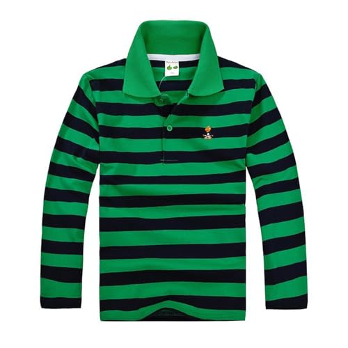 2026 Camisa Manga Larga Cuello Estilo niños Grandes Informal cómoda Uso Diario (Dark Green, 13-14 años)