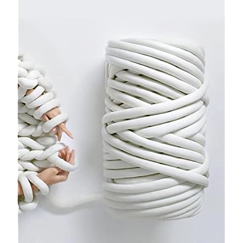 Core Yarn, Hot Manual DIY Gift Handmade Blanket Giant Roving Round Coarse Line Knitting Yarn for Arm Knitting,Crocheting Felting,Making Sofa Rugs Blanket and Crafts (White, 1KG) Cover