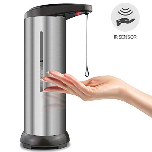 SHUNING Distributeur de Savon, Distributeur de Savon Automatique à capteur Infrarouge Le Plus récent, Distributeur de Savon Automatique sans Contact en Acier Inoxydable avec Base étanche