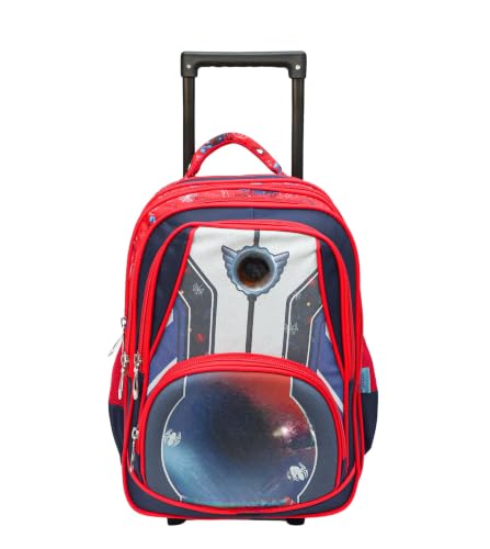 Image of ADSON 3D Embossed School Trolley Bag Large School Bag for Boy Girl, Kids School Bag, Travel Backpack for Girl Boy, Ideal for Children Trolley 16 Inch Water Resistant