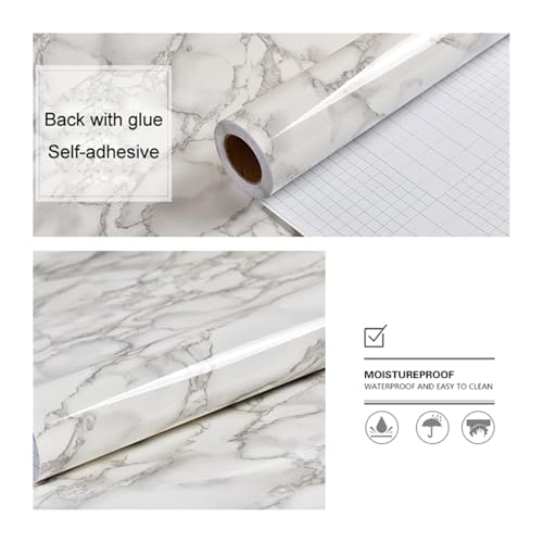 Rénovation carrelage et placard avec le film adhésif cuisine marbre A1