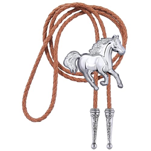 Image of GelConnie Bolo Ties for Men Women Western Cowboy Tie Mens Western Necklace Leather Necktie Gold Bolero Tie Cowboy Necklace