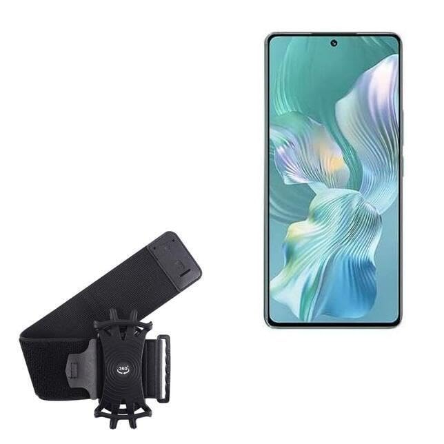 BoxWave Holster Compatible with Honor 80 Pro Flat - ActiveStretch Sport Armband, Adjustable Armband for Workout and Running - Jet Black