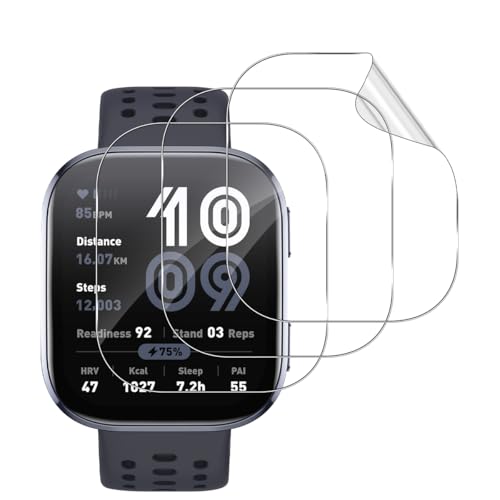 GEEMEE para Amazfit Bip 6 Protector de Pantalla, 3 Piezas Humedecido Instalacion Anti-Bubble HD Protector de Pantalla Protector Film para Amazfit Bip 6