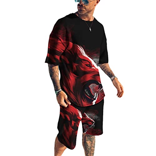 Ensemble d'été pour homme avec t-shirt décontracté et short de plage uni en taille XL