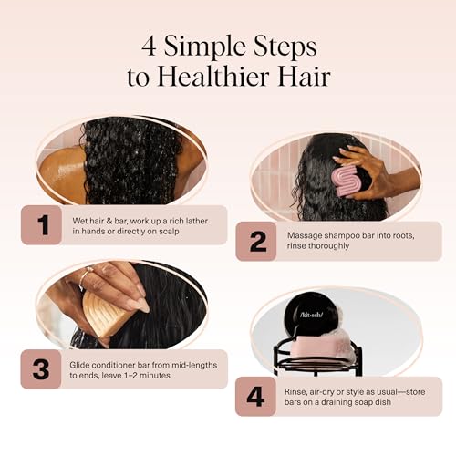 Image of Kitsch Castor Oil Shampoo Bar & Coconut Oil Conditioner Bar - Nourishing Shampoo and Conditioner Set for Dry, Damaged Hair - Strengthening Hair Care, Hydrating & Deep-Moisturizing - 2pc set