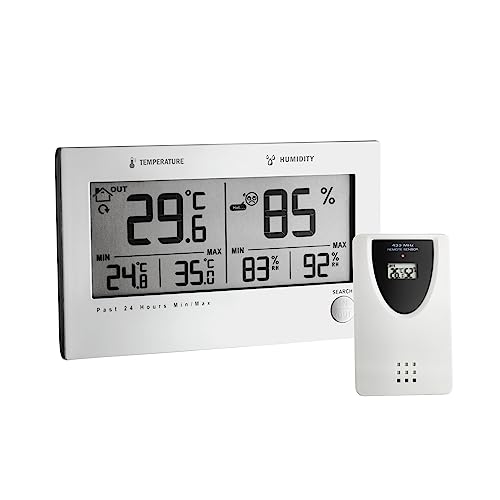 TFA Dostmann Twin Plus Funk-Thermo-Hygrometer mit Komforticons, 30.3049, Luftfeuchtigkeit und Temperatur innen und außen messen, Frostsymbol, Alarm,...