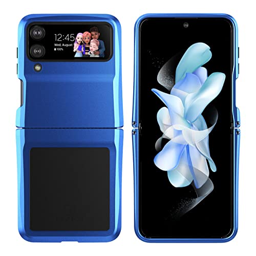 Coque en métal pour Samsung Galaxy Z Flip 4 robuste étui de protection bleu