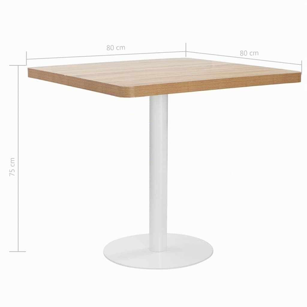 vidaXL Mesa de Bistró Mueble de Comedor Bar Barra Cafetería Restaurante Jardín Exterior Terraza con Tabla Rectangular MDF Marrón Claro 80x80cm