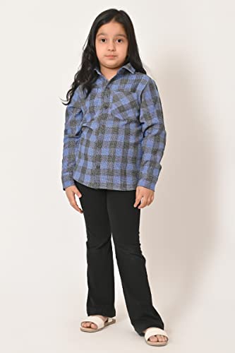 Image of Kids Cotton Shirt - Regular Fit Shirt for Girls & Boys, Unisex Full Sleeves Shirts, Collared Neck,Button Down Shirt, Checks Shirts for Casual Wear