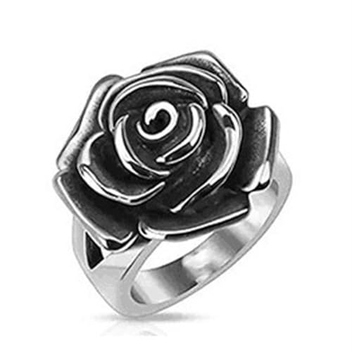 VCODWCSJO Personalidad Retro Black Rose Series Anillo Mujer-R2000-9