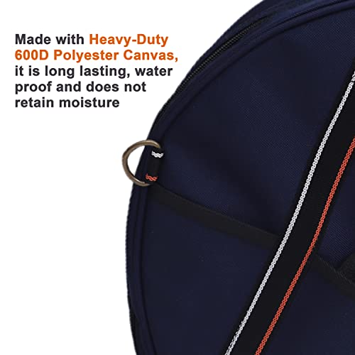 Image of EV Charging & Jumper Cable Storage Bag, Organizer 6 Pocket Handmade Carry Bag - 15x15x4 Inch Waterproof Ballistic Polyester Oval Bag, Cords, Small Tools, For Motor Vehicles