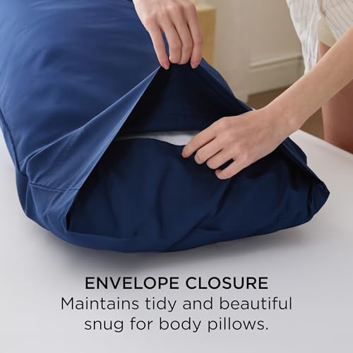 Bedsure Body Pillow Cover - Navy Long Cooling Pillow Cases, 100% Rayon Derived from Bamboo, Cool Body Pillowcase with Envelope Closure for Women, Men, 1 Pack, 20x54 Inches