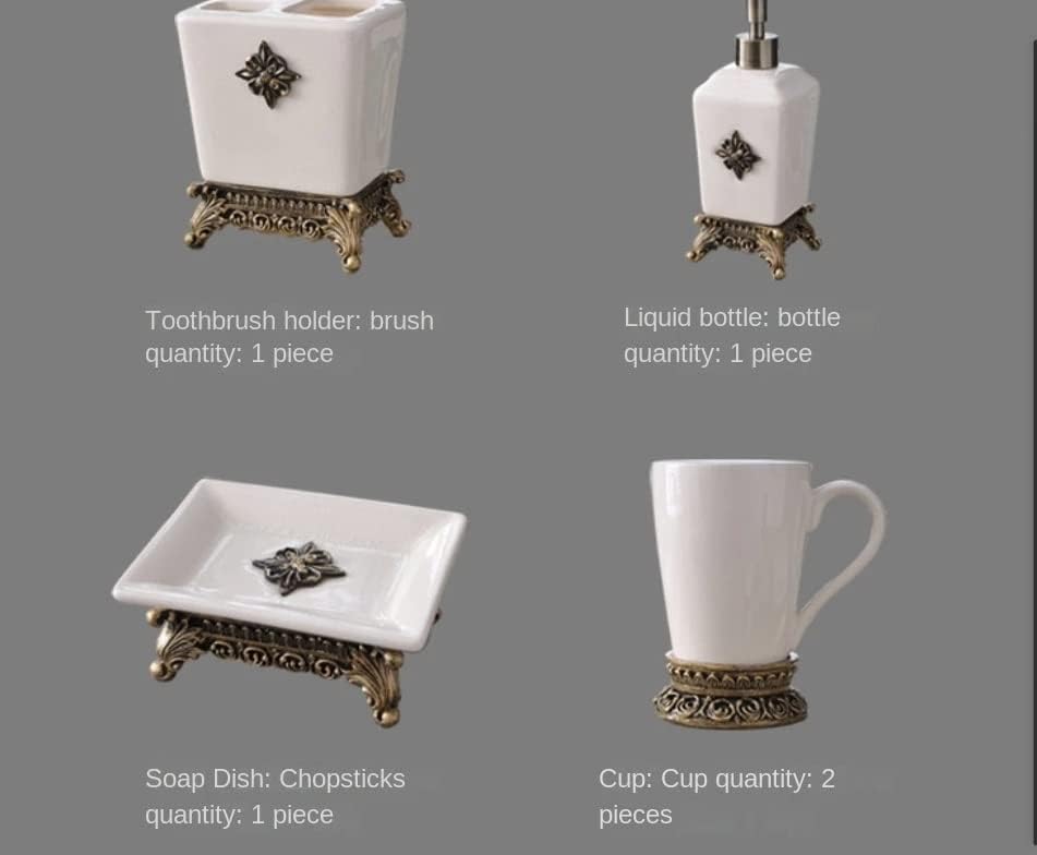 Miniatura 6 de ZLXDP - Cepillo de dientes de cerámica estilo nórdico simple retro para el hogar, enjuague bucal, accesorios de baño, juego de cinco piezas para