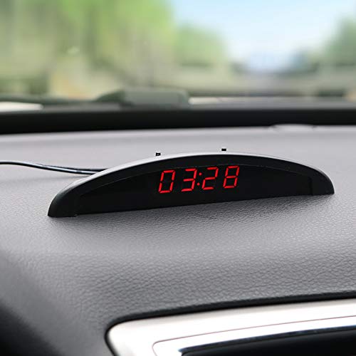 Car Digital LED Electronic LCD Clock Indoor Thermometer Voltmeter 12V 3in1 Voltmeter Thermometer Calendar Digital LED Alarm Car Electronic Clock