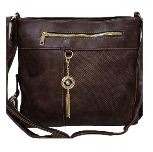 Bolsa feminina Transversal média alça ombro repartições moda (café)