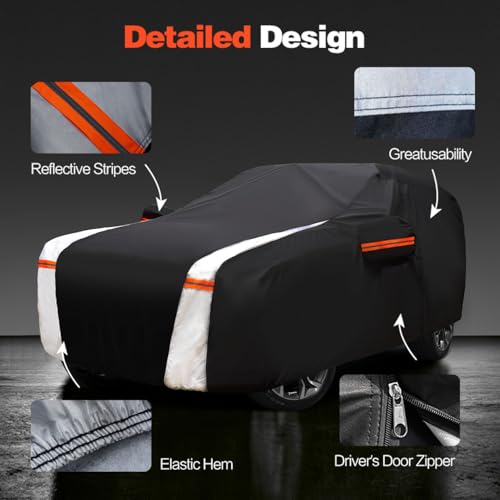 Image of Large SUV Car Cover for Cadillac Escalade ESV(Suitable for ESV /IQ /IQL /EXT) 100% Waterproof All Weather, Heavy Duty Outdoor Full Exterior Covers Rain Sun Wind UV Protection.