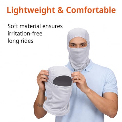 Image of FOVERA Full Face Helmet Mask for Bikers - UV Protection Balaclava for Men & Women - Breathable Head Cover for Sun, Dust & Pollution - Under Helmet Liner for Riding (Mix)