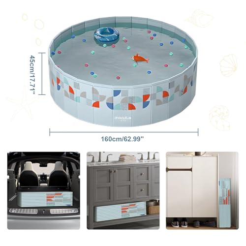 XUDREZ Faltbarer Pool Für Familiengarten Installationsfreier Nicht Aufblasbarer Pool PVC Druckfeste Platte Hoher Dichte Segregation Dünnwandiger Pool Geeignet Für Familiepool, Haustierpool,160cm
