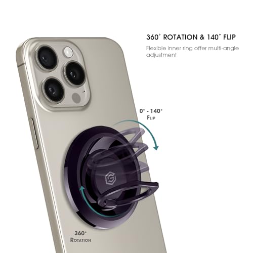 Image of GRIPP Mag Ring Mount MagSafe Ring Holder Compatible with iPhone 15 /14 /13 /12 Series | Adjustable Kickstand Metal Magnetic Mount | MagSafe Accessories | Easily Removable Phone Holder - Purple