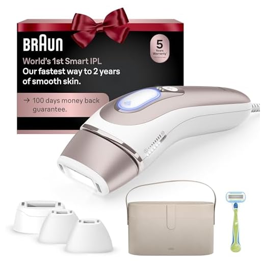 Braun Smart IPL, Skin i·Expert Pro 7: at Home Laser Hair Removal, Permanent Visible Hair Reduction, Holiday Gifts for Women and Men with Free App, Vanity Case, Venus Razor, 4 Smart Heads, IPL7387