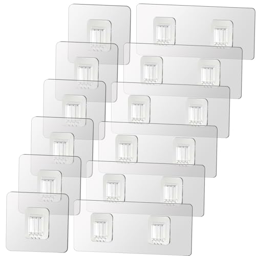 SUBTAVIK – Lot de 12 crochets adhésifs de rechange transparents pour étagère de douche, salle de bain, cuisine (pour étagère de douche à bande...