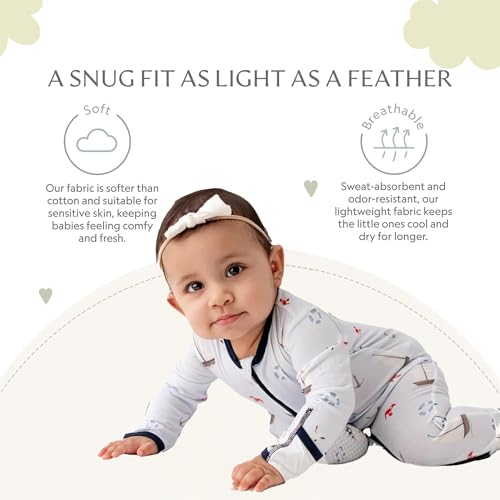 Image of Bamboo Little Soft Baby Footie Pajamas, Baby Clothes, Newborn Sleepers, 95% Viscose and 5% Spandex, 0-24 Months
