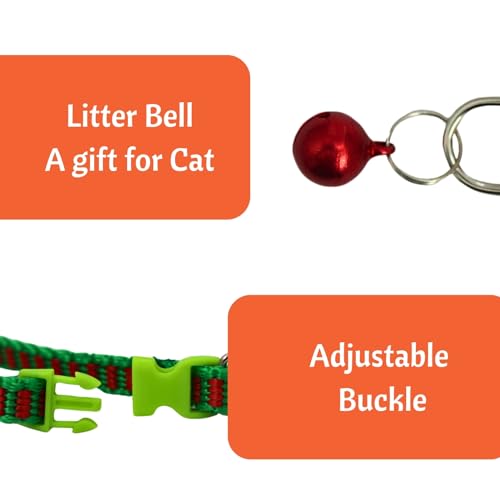 Image of Emily Pets Cat Collar with Bell, Solid & Safe Collars for Cats, Nylon, Mixed Colors, Pet Collar, Breakaway Cat Collar, Free Replacement (Multi Color, 1 Piece)