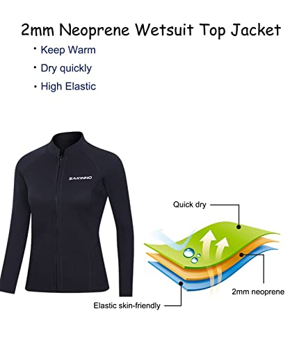 Chaqueta para hombre Wetsuit Top de neopreno de 2 mm con mangas largas para buceo, natación, snorkel y surfing, mantiene el calor miniatura 2