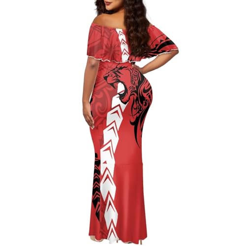 Image of Polynesian for Women S-7XL Off Shoulder Maxi Dress Hawaiian Summer Dresses