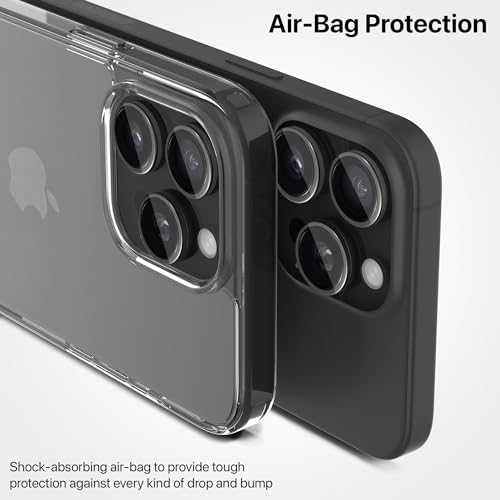 Image of eller sante Clear Back Cover Case for iPhone 16 Pro Shockproof Slim Thin Non-Yellowing Scratch Resistant Military-Grade Protection - Transparent