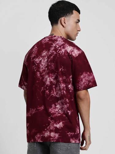 Image of Veirdo 100% Pure Cotton Round Neck Oversized Baggy Fit Drop Shoulder Cool & Cozy Tie & Dye Round Half Sleeve T-Shirt for Men (Sizes: S to 2XL)