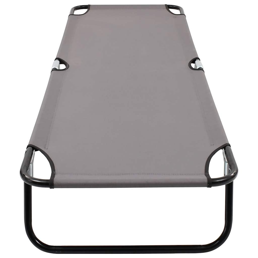 Klappliege Grau Stahl, 120 kg Belastbarkeit | Faltbares Campingbett, 600D Polyester mit PE-Beschichtung, rostfreies Gestell, leicht und tragbar