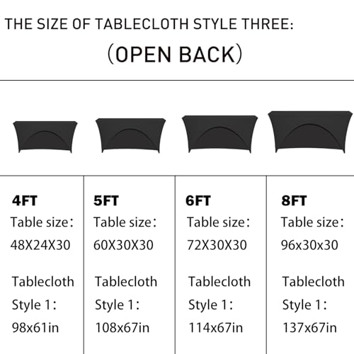 Customized Tablecloth with Logo 4/5/6/8/10FT for Business Tradeshow Events Company School Shop Welfare Organization Other Important Events Shipping Next Day (Stretch tablecloth, 4FT back open)