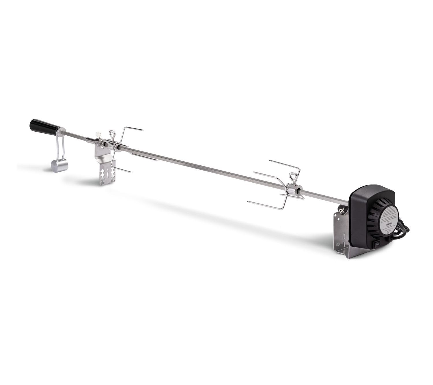 Grillfürst Universal Drehspieß - Grillspieß mit Motor für Gasgrill, Rotisserie Set aus Edelstahl inkl. 2 Fleischnadeln, Gesamtlänge: 95 cm
