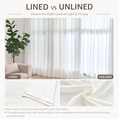 Image of jinchan Linen Curtains 90 Inch Light Filtering Grommet 2 Panels White