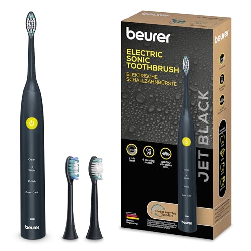 Beurer SC 30 Schallzahnbürste Jet Black, elektrische Zahnbürste mit 4 Putzmodi, 80.000 Schwingungen, mit akustischem Quadranten-Timer & LED-Anzeige, inkl. 2 Aufsteckbürsten, 100{4d77b7b510aede2f287cc1607652cd04b8ec2e46f9db66485cbd115dd23d55bc} recyceltes Gehäuse Beurer SC 30 Schallzahnbürste Jet Black, elektrische Zahnbürste mit 4 Putzmodi, 80.000 Schwingungen, mit akustischem Quadranten-Timer & LED-Anzeige, inkl. 2 Aufsteckbürsten, 100{4d77b7b510aede2f287cc1607652cd04b8ec2e46f9db66485cbd115dd23d55bc} recyceltes Gehäuse