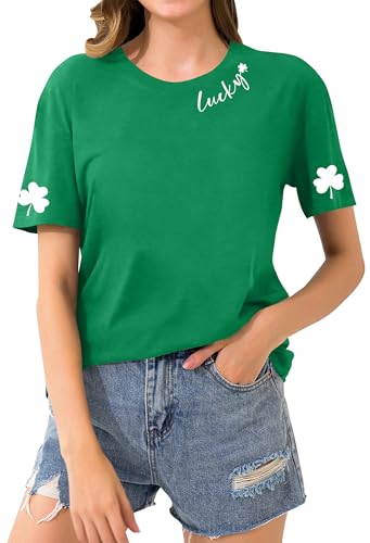 tiorhooe St Patricks Day T Shirts Women Lucky Irish Shamrock Shirt Novelty St Patrick's Day Tee Top (Green4,M)