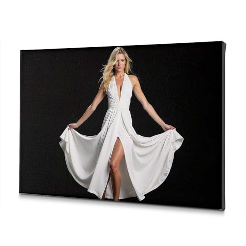 Toile femme robe blanche tableau minimaliste design poétique