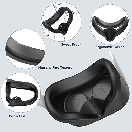 Huiuke Accessories For Oculus Quest 2 | Quest 2 Vr Face Cover, Vr Shell Front Face Protector Cover And Protective Lens Cover (Black) #TOP2